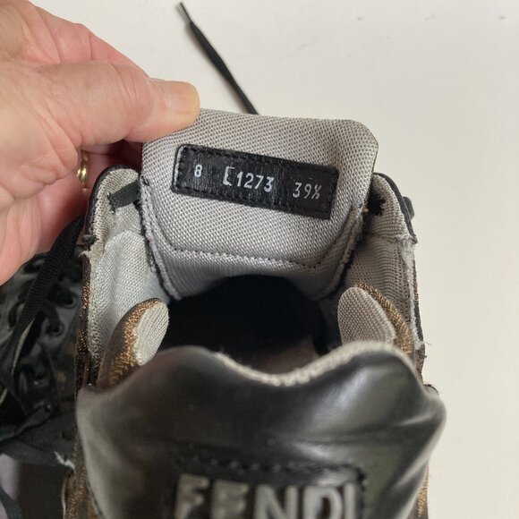 ⚡️ Fendi Brown Zucca Canvas And Leather Trim Low Top Sneakers Size 39.5 IT - Picture 6 of 7